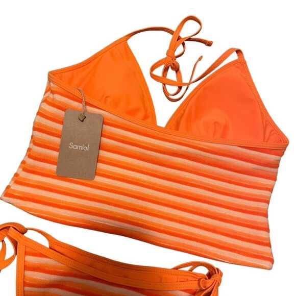 Samiol Striped Orange Tankini 2 Piece Large NWT - Picture 6 of 6